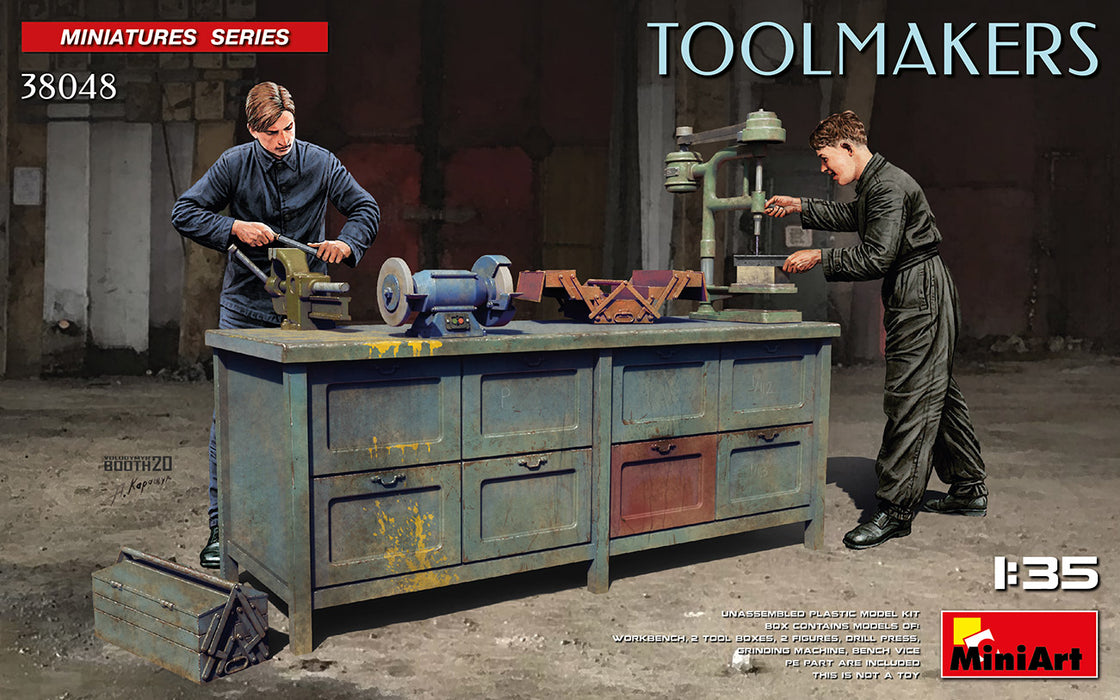 MiniArt 38048 1/35 Toolmakers with Workbench and Tool Accessories Model Kit