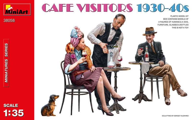 MiniArt 38058 1/35 19430-1940s Cafe Visitors with Waiter Model Kit