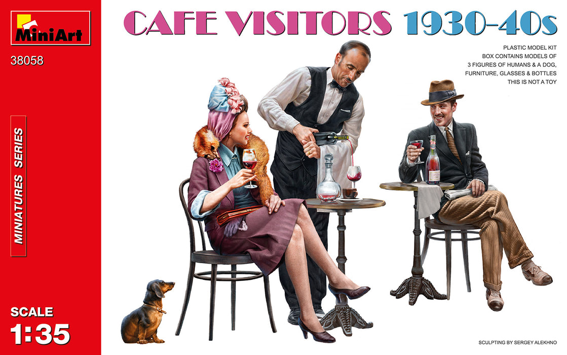 MiniArt 38058 1/35 19430-1940s Cafe Visitors with Waiter Model Kit