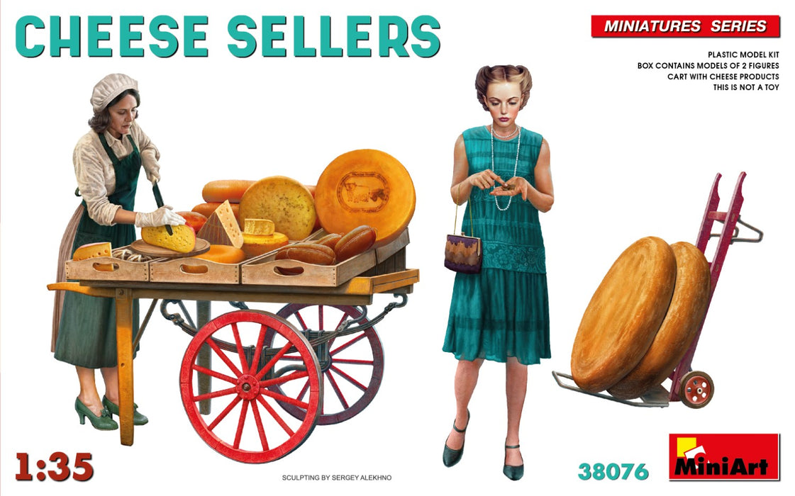 MiniArt 38076 1/35 Cheese Sellers with Cheese and Cart Model Kit