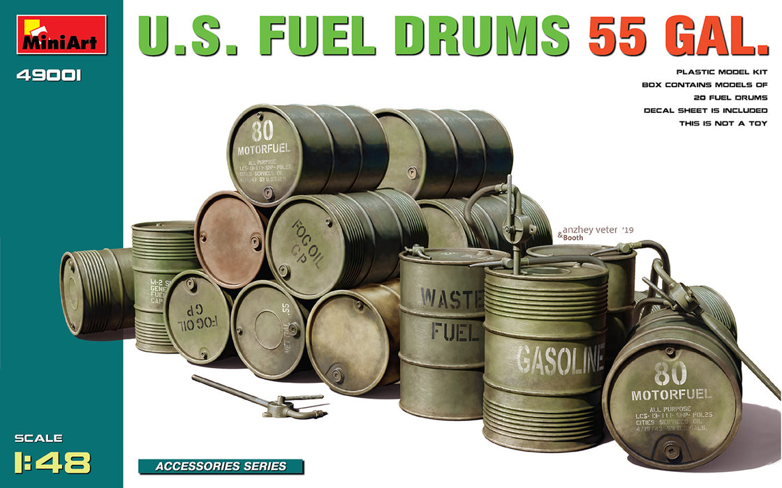 MiniArt 49001 1/48 U.S. Fuel Drums 55 Gal. Model Kit