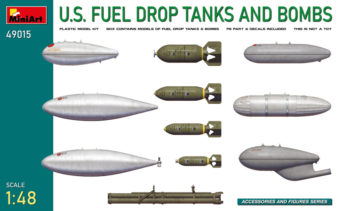 MiniArt 49015 1/48 US Fuel Drop Tanks and Bombs Model Kit
