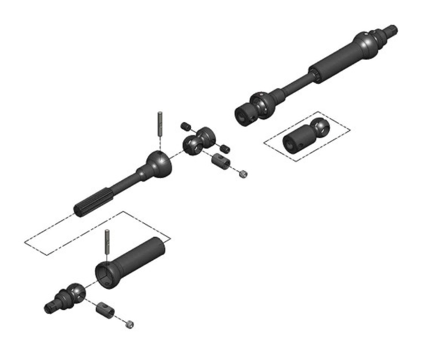 MIP 18180 X-Duty Center Drive Kit 95mm to 130mm with 5mm Hubs for Vaterra K5, Ascender, Bronco