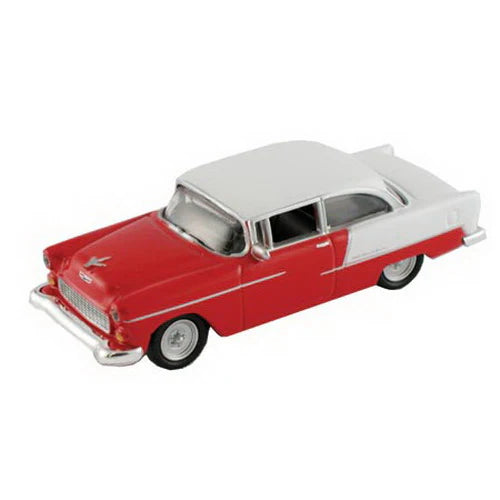 Model Power 19237 HO Scale 1955 Chevy Bel-Air - Red and White