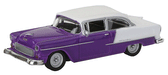 Model Power 19241 HO Scale 1955 Chevy Bel-Air - Purple and White