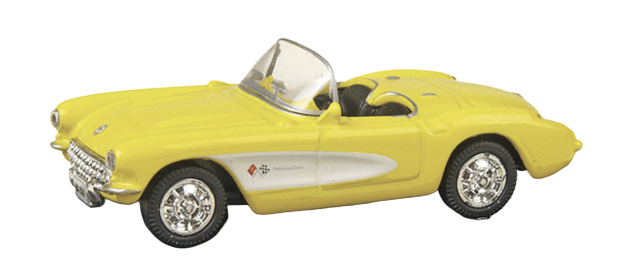 Model Power 19259 HO Scale 1957 Chevy Corvette Convertible - Yellow