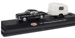 Model Power 19670 HO Scale Volkswagen Karmann Ghia with Camper Trailer - Black
