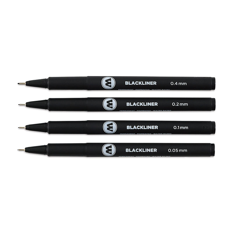 Molotow 200486 Blackliner Pen Set #1 including .05mm, .1mm, .2mm, .4mm