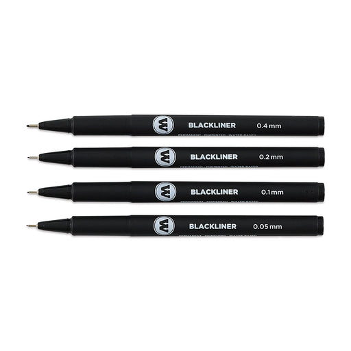 Molotow 200486 Blackliner Pen Set #1 including .05mm, .1mm, .2mm, .4mm