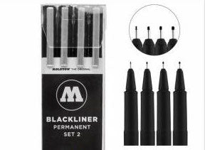 Molotow 200487 Blackliner Pen Set #2 including .3mm, .5mm, .7mm and 1mm