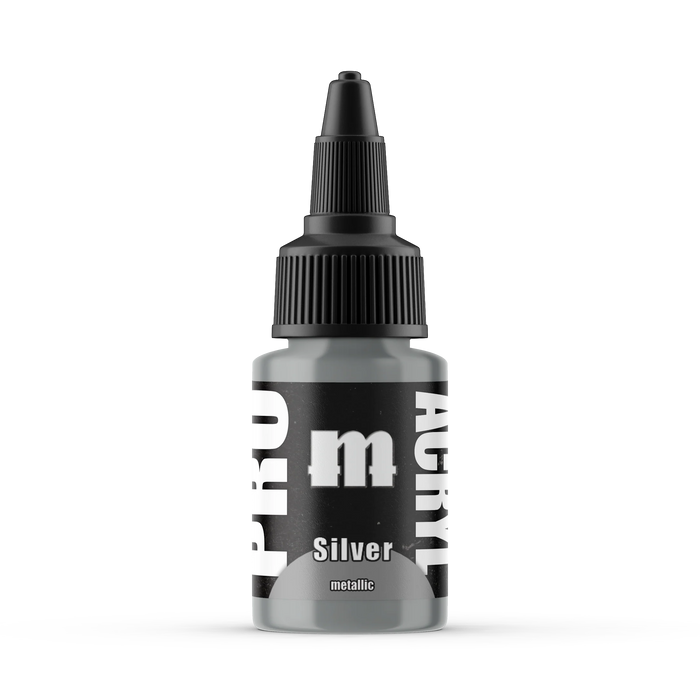 Monument Hobbies 25 Pro Acryl: Silver Acrylic Paint 22ml Bottle