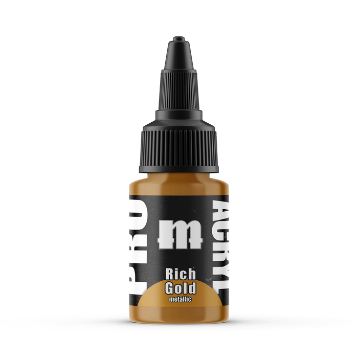Monument Hobbies 28 Pro Acryl: Rich Gold Acrylic Paint 22ml Bottle