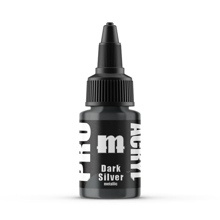 Monument Hobbies 30 Pro Acryl: Dark Silver Acrylic Paint 22ml Bottle