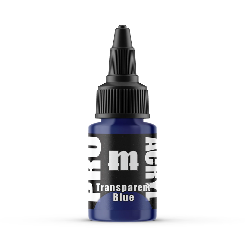 Monument Hobbies 46 Pro Acryl: Transparent Blue Acrylic Paint 22ml Bottle
