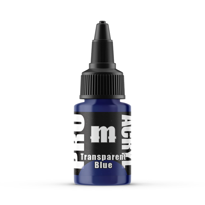 Monument Hobbies 46 Pro Acryl: Transparent Blue Acrylic Paint 22ml Bottle