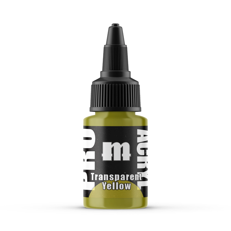 Monument Hobbies 49 Pro Acryl: Transparent Yellow Acrylic Paint 22ml Bottle