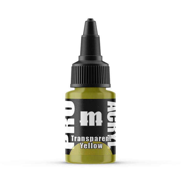 Monument Hobbies 49 Pro Acryl: Transparent Yellow Acrylic Paint 22ml Bottle