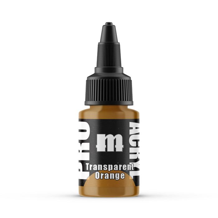 Monument Hobbies 50 Pro Acryl: Transparent Orange Acrylic Paint 22ml Bottle