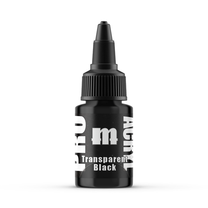 Monument Hobbies 53 Pro Acryl: Transparent Black Acrylic Paint 22ml Bottle
