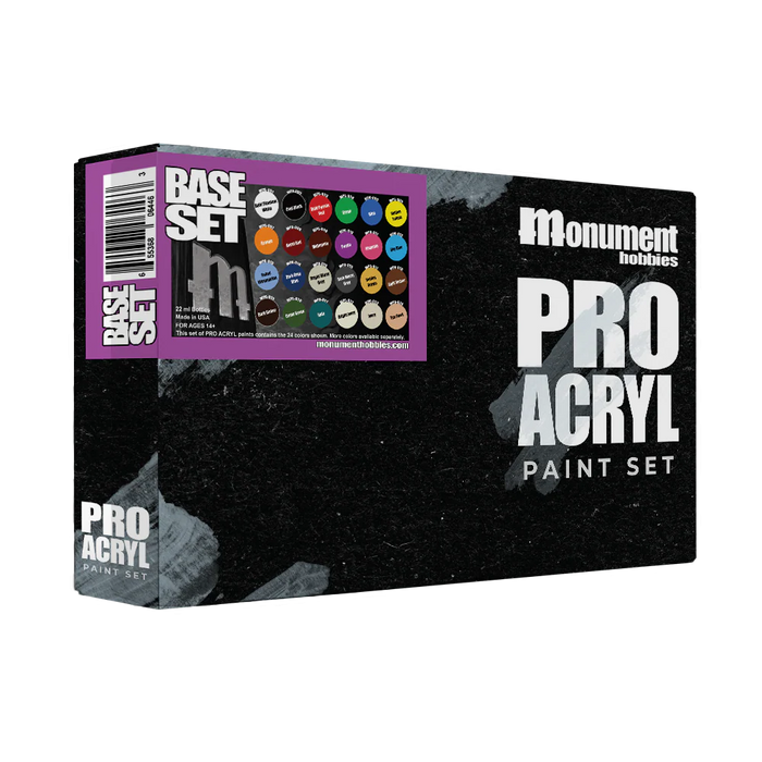 Monument Hobbies 6446 Pro Acryl: SET-BASE Acrylic Paint Set (24 Colors) 22ml Bottles