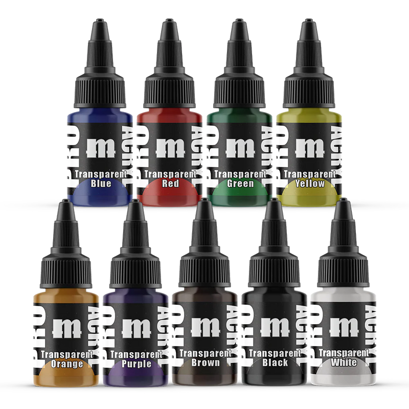 Monument Hobbies 6523 Pro Acryl: SET#2 Expansion Transparents Acrylic Paint Set (9 Colors) 22ml Bottles