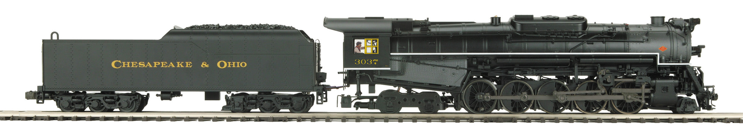 MTH Premier 20-3851-1 O Scale 2-10-4 T1 Steam Loco Chesapeake & Ohio C&O 3037 with PS3