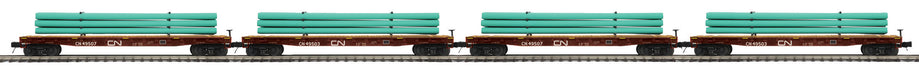 MTH Premier 20-92318 O Scale 60' Flatcar with Pipe Load 4 Pack - Canadian Pacific CP