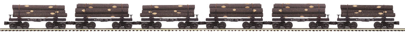MTH Premier 20-92335 O Scale Skeleton Log Cars with Log Load 6 Pack - West Virginia Pulp