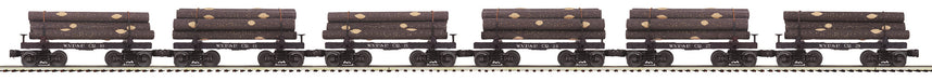 MTH Premier 20-92335 O Scale Skeleton Log Cars with Log Load 6 Pack - West Virginia Pulp