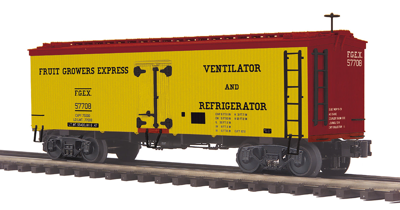 MTH Premier 20-94622 O Scale 36' Wood Reefer Fruit Growers Express #'s Vary