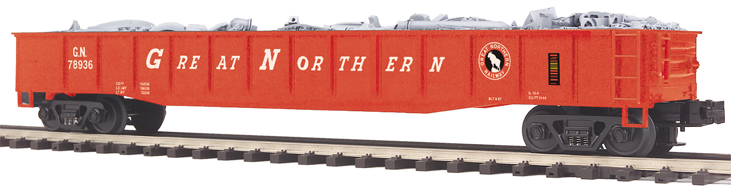 MTH Premier 20-95599 O Scale Gondola with Junk Load Great Northern GN (Like New USED)