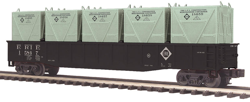MTH Premier 20-95676 O Scale Gondola with Container Load Erie