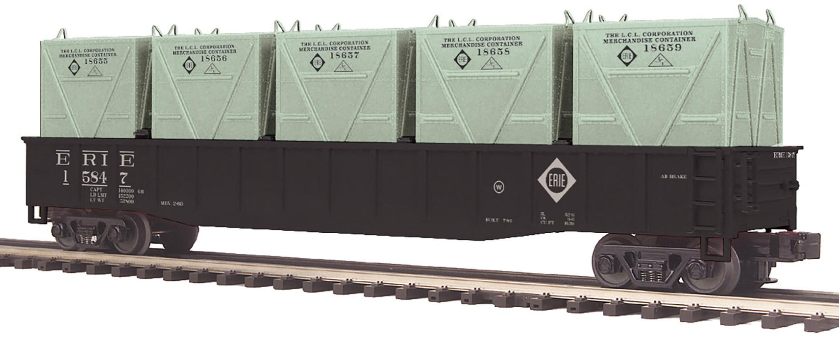 MTH Premier 20-95676 O Scale Gondola with Container Load Erie
