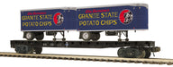MTH Premier 20-95713 O Scale Boston & Maine Flatcar with Granite State Chips Pup Trailers