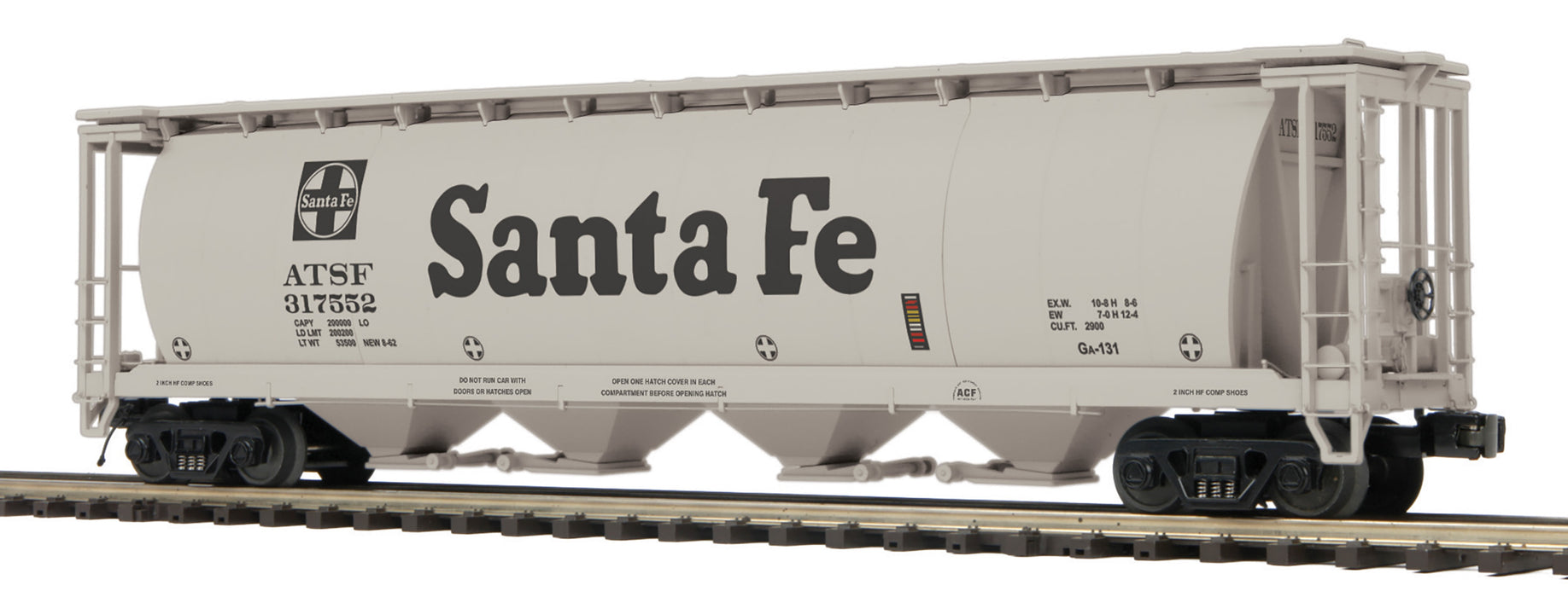 MTH Premier 20-97992 O Scale100 Ton Covered Hopper Car Santa Fe ATSF #'s Vary