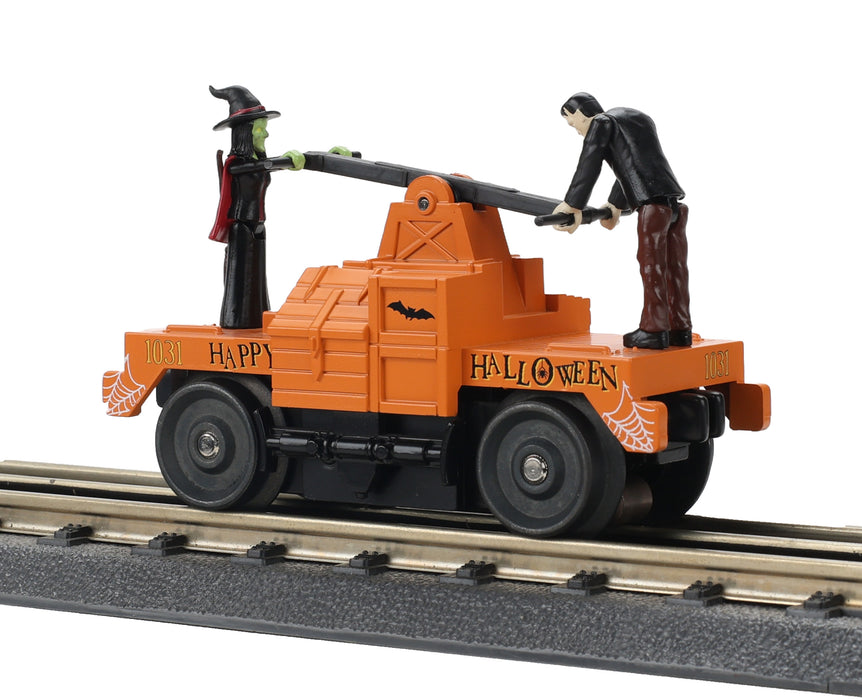 MTH RailKing 30-5241 O Gauge Halloween Operating Handcar - Orange