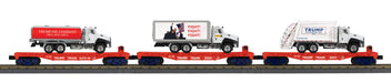 MTH RailKing 30-70150 O Gauge Flatcars with Trump Truck Loads