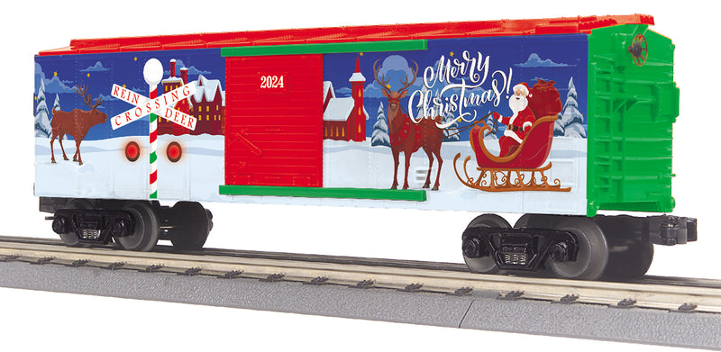 MTH RailKing 30-71195 O Gauge Boxcar Christmas with Blinking LEDs
