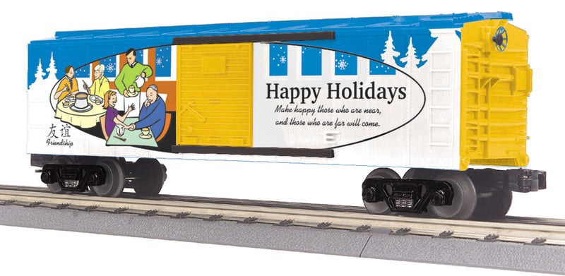 MTH RailKing 30-74824 O Gauge Boxcar Happy Holidays