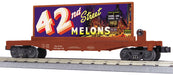 MTH RailKing 30-76859 O Gauge NYC Flat Car with Billboard - 42nd St. Melons