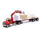 New Ray Toys 10993 1/32 Diecast Freightliner 114SD with Flatbed Trailer Crane and Accessories