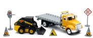 New Ray Toys 16173 1/43 Die Cast Peterbilt Flatbed Truck with New Holland L228 Skid Steer
