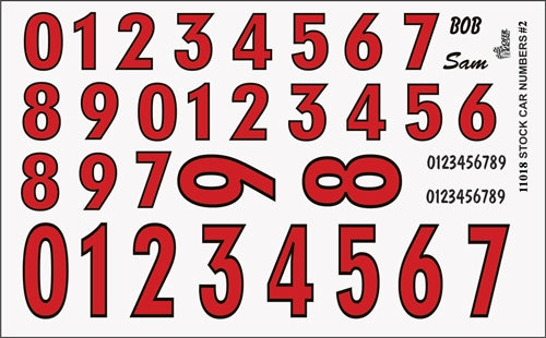 Gofer Racing Decals 11018 1/24 Decals - Numbers Red with Outline