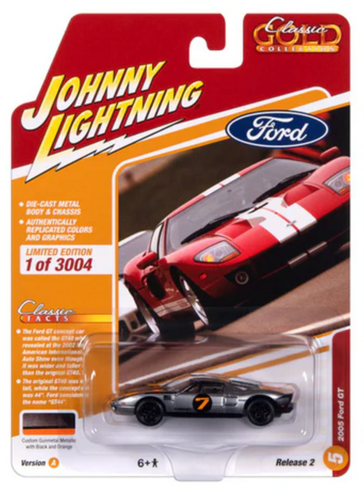 Johnny Lightning JLCG032A Classic Gold Version A 2005 Ford GT - Gunmetal/Orange