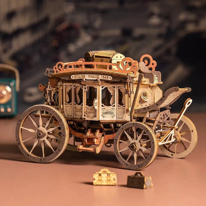 ROKR AMKA1 Mechanical Music Box 3D Wooden Puzzle - Rolling Stagecoach