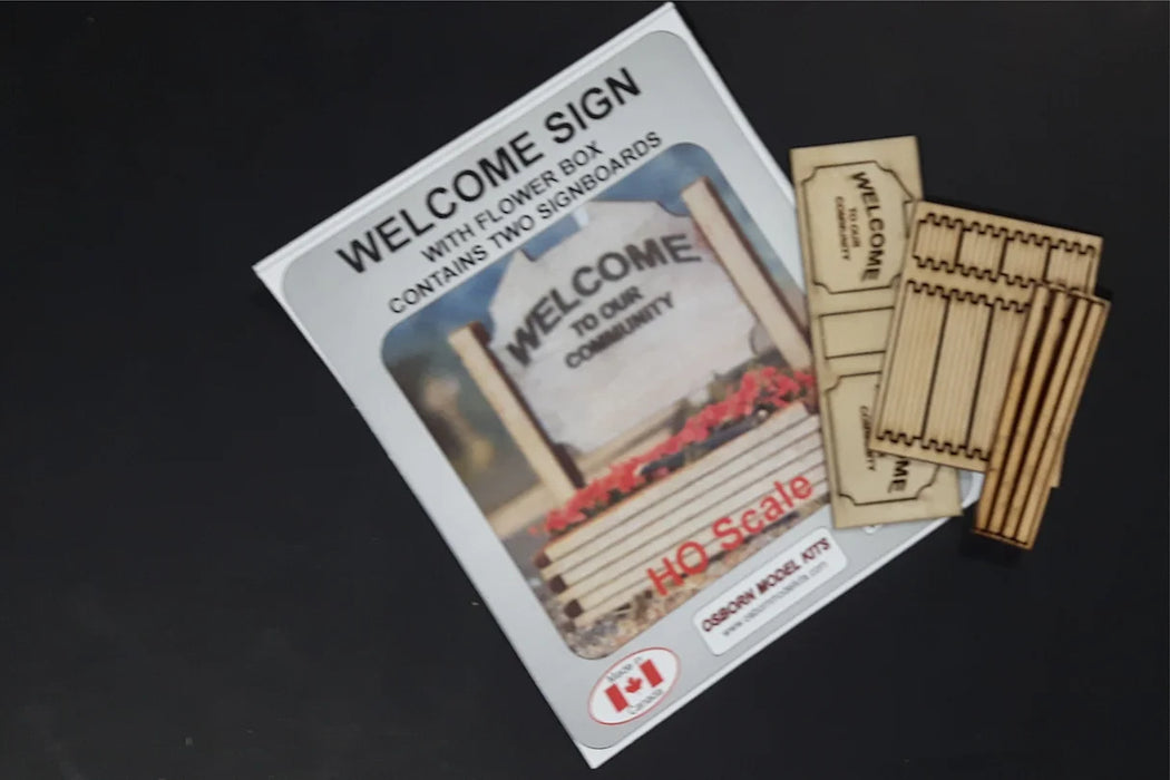 Osborn Model Kits 1021 HO Scale Hometown Welcome Sign with Flower box Kit