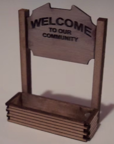 Osborn Model Kits 1021 HO Scale Hometown Welcome Sign with Flower box Kit