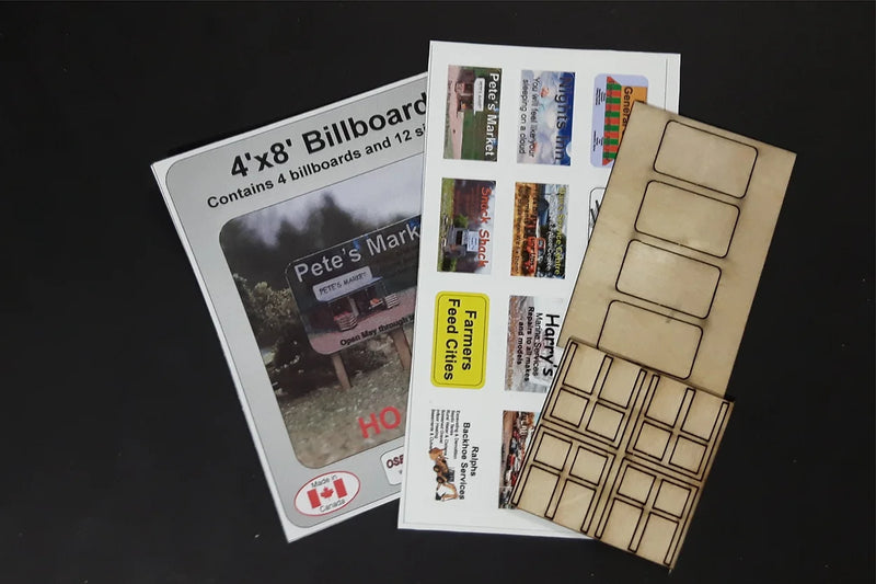 Osborn Model Kits 1050 HO Scale 4x8 Billboard Kit 4 Pack with 12 Assorted Decals