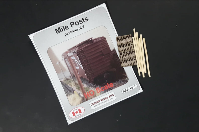 Osborn Model Kits 1051 HO Scale Mile Posts Kit 6 Pack with 20 Signs