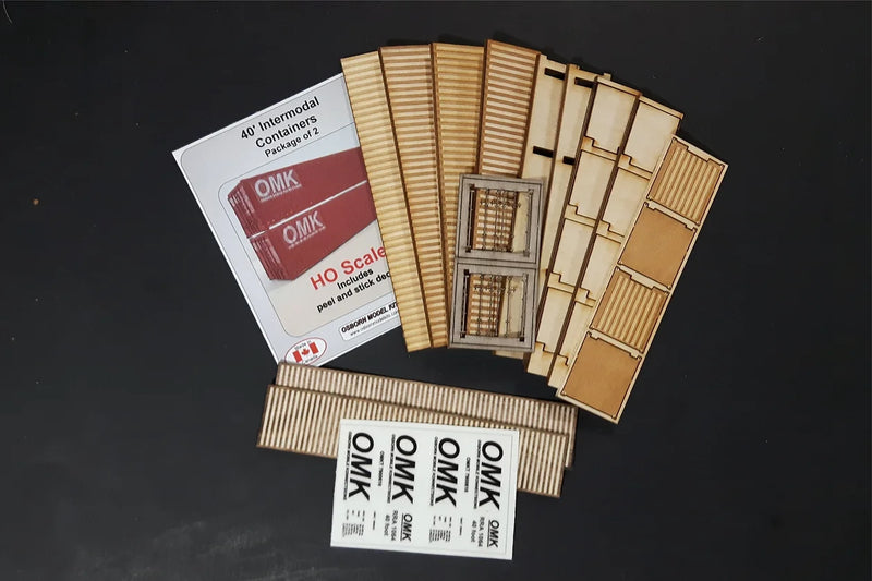 Osborn Model Kits 1064 HO Scale 40' Intermodal Containers Wood Kit